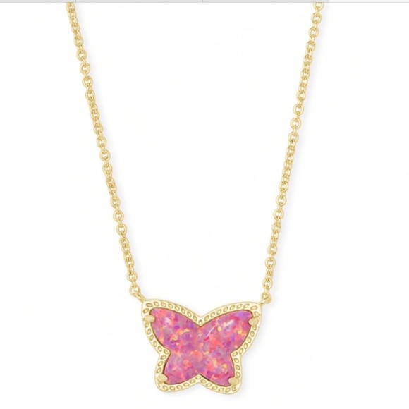 Lillia Butterfly Gold Pendant Necklace In Rose Pink Kyocera Opal